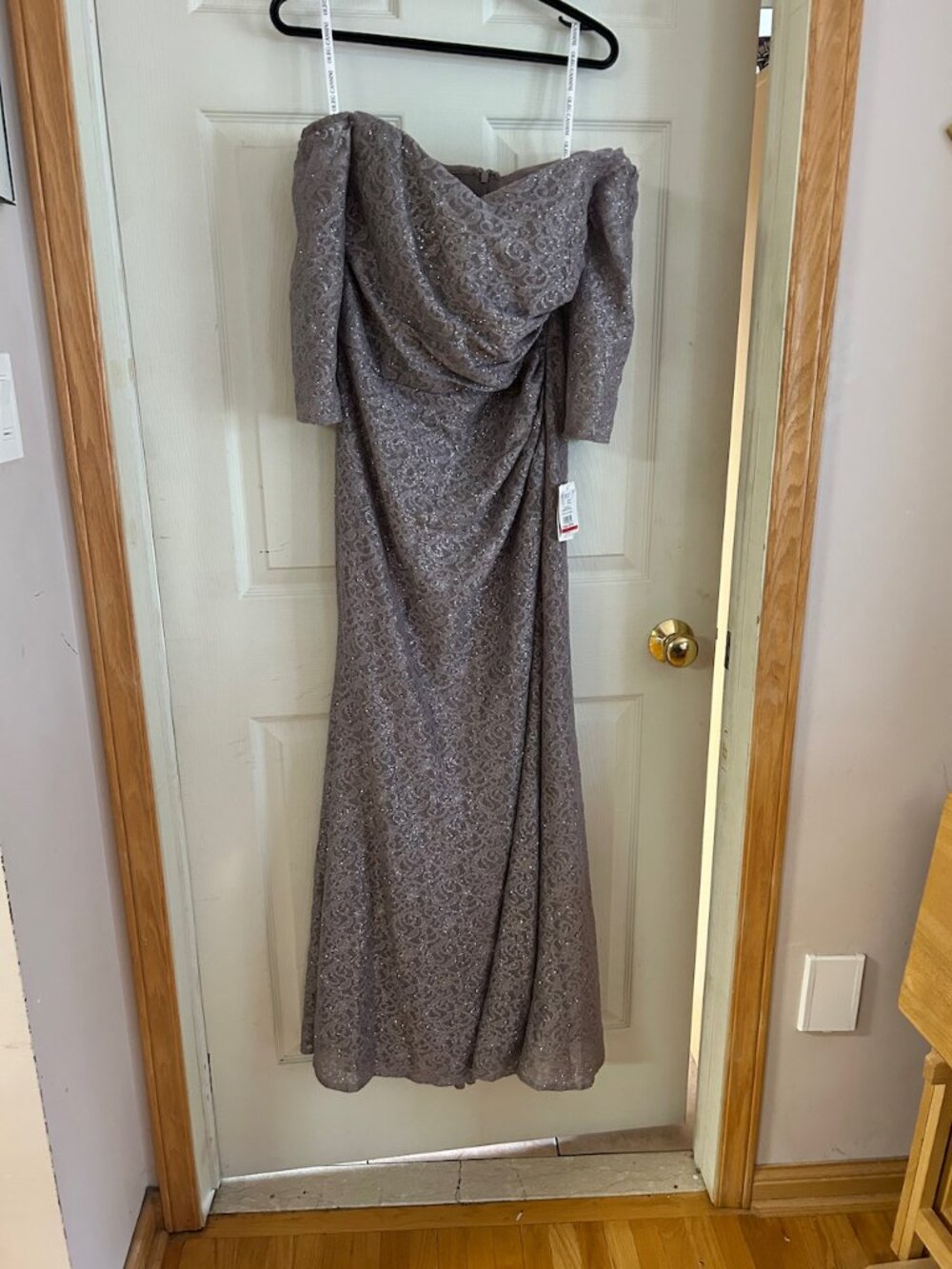 NWT Oleg Cassini Silver Formal Mother of Bride/Groom Wedding Guest Gown Size 10